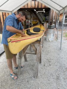 Josh Trombley setting up my canoe